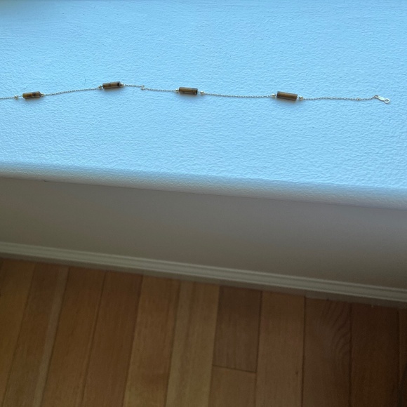 Vintage 14K Yellow Gold & 14K Yellow Gold Chain Tiger Eye 15 3/4"Choker Necklace - Picture 7 of 9